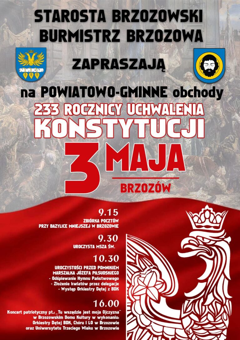 Brzozów: Powiatowo-Gminne obchody 233 rocznicy uchwalenia Konstytucji 3-go Maja